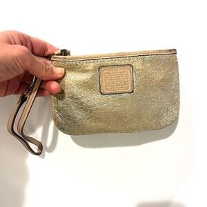 Coach Poppy Collection gold metallic leather wristlet